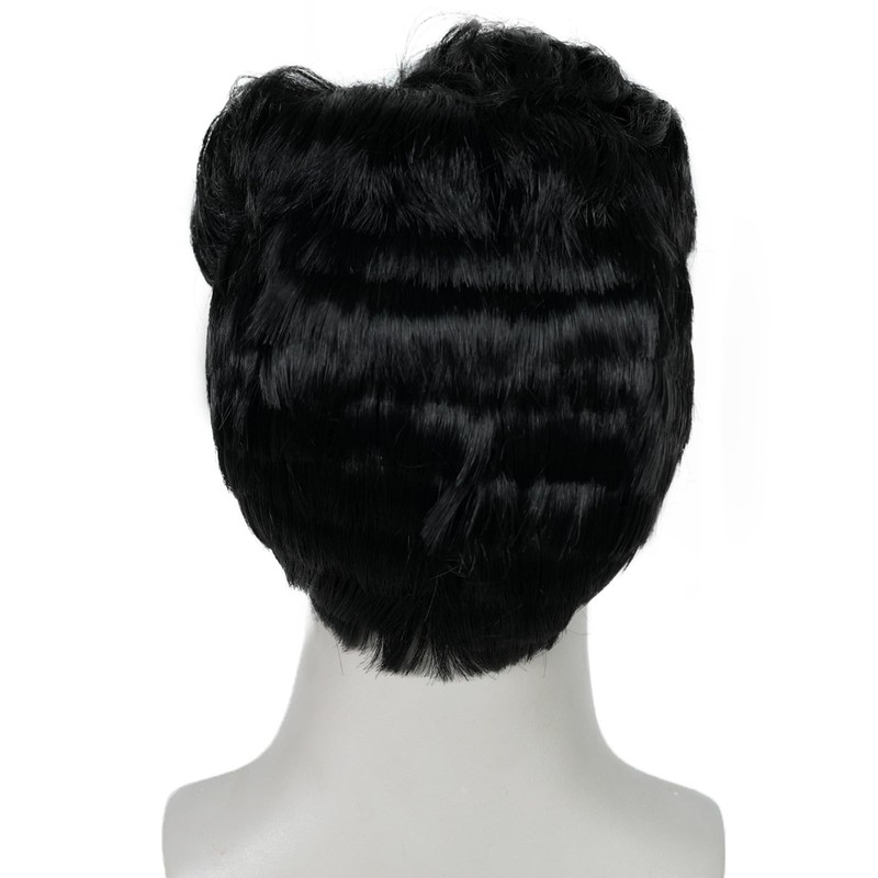 TIKJOYS Black Wig for Men Adults Prehistoric Man Wigs Short