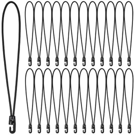 Hejo 25Pcs Bungee Cords with Hooks, 10 Inch/25cm Reusable Small Bungee Cords, Short Elastic Bungee Ropes for Household, Ride, Camp (Black)
