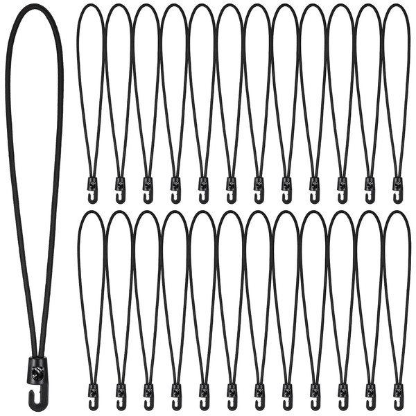 Hejo 25Pcs Bungee Cords with Hooks, 10 Inch/25cm Reusable Small