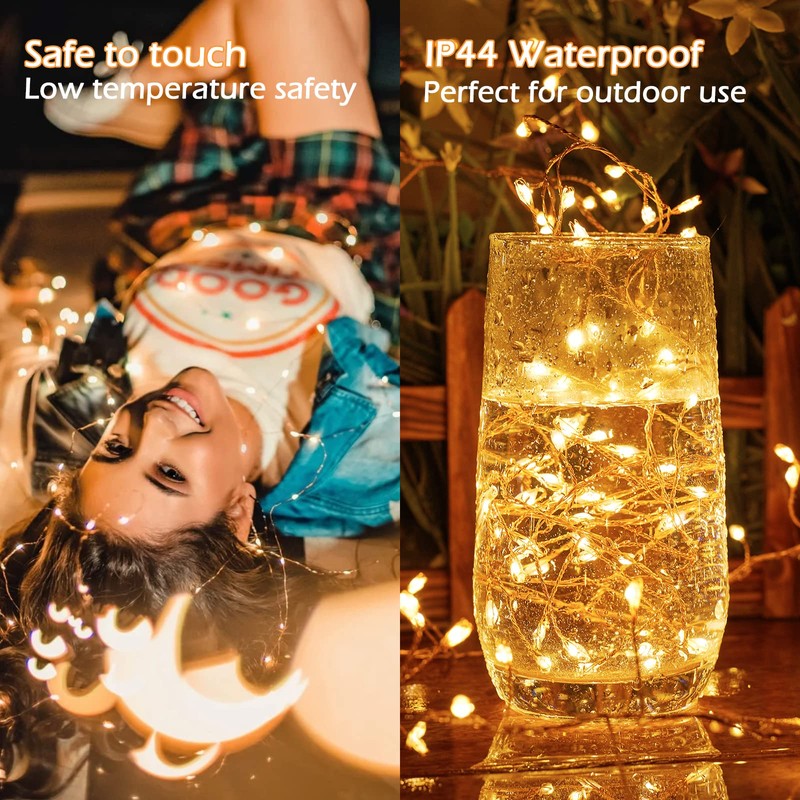 2Pcs Fairy Lights Plug in, 10Ft 200LED Copper Wire Firecracker
