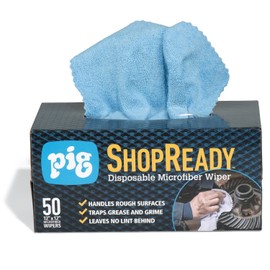 PIG ShopReady Microfiber Wipers| Durable Lint-Free Microfiber Rags | 50 per box | 12" W x 12" L | Blue | PM50808-BL