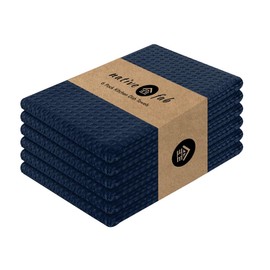 Native Fab Set of 6 Cotton Kitchen Dish Towels 16x26 Absorbent Durable Washable, Tea Towels, Dish Cloths, Bar Towels, Cleaning Towels, Kitchen Towels with Hanging Loop, Navy Blue