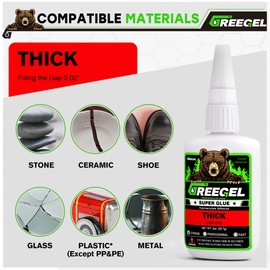 GREEGEL 1 Oz Thick Liquid Clear Super Glue + 3g Gel Glue, Cyanoacrylate Adhesive for Woodworking Large Gap, Rubber, Metal, Glass, Leather, Crafts & Repairs