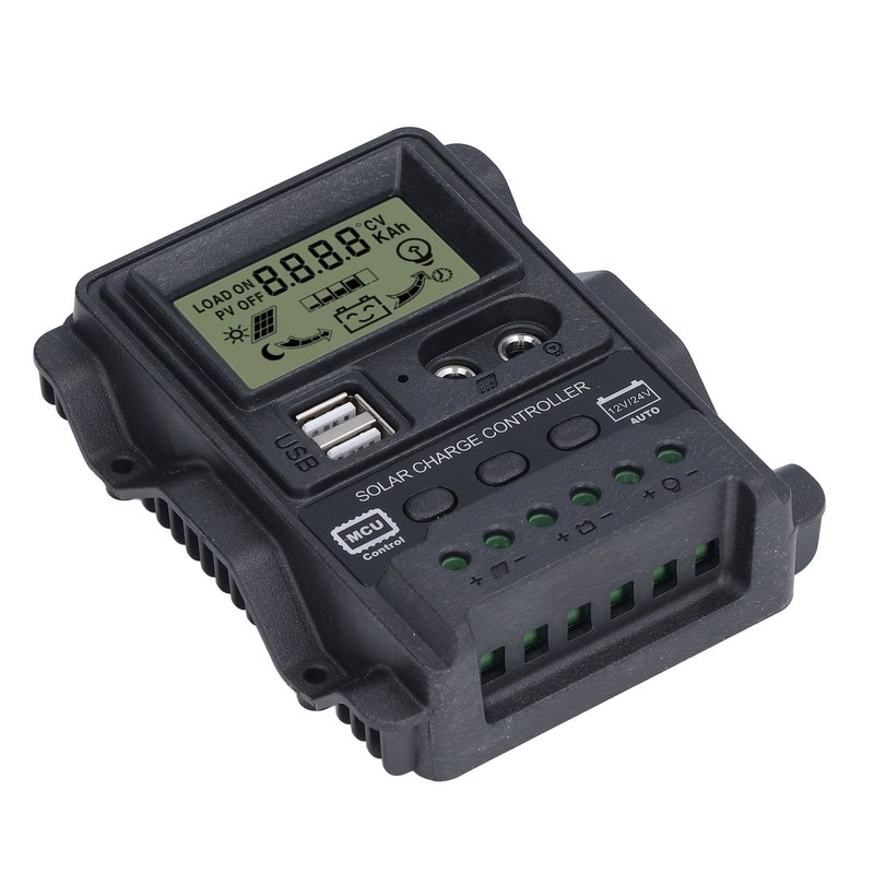 Dual USB Solar Charge Controller ABS LCD Display PWM Charging