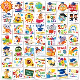 Konsait Kindergarten Graduation Temporary Tattoos, 96Pcs Perforated Kids Graduations Tattoos Party Supplies, Girls Boys Preschool Graduation Gifts Accessories