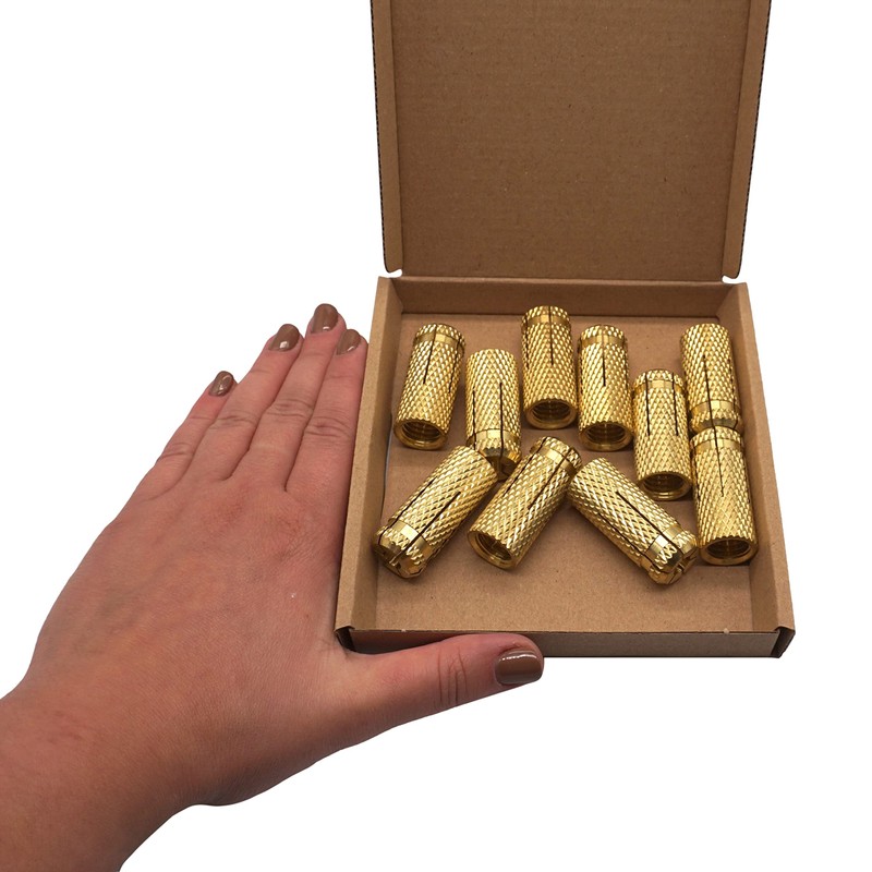 SKIR'CO (Pack of 10) Brass Drop in Anchor M14 x