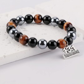 Marathon Runner Gifts, 26.2 Marathon Gifts,13.1 Marathon Gifts for Women Men,Purple Agate Beads Marathon Bracelet Half Marathon Gifts 26.2 Jewelry Gifts for a Marathon Runner (Black 13.1)