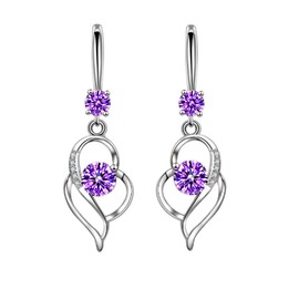 925 Sterling Silver Dangle Earrings for Women Nickel Free Hypoallergenic Earrings for Women Trendy Fashion Heart Dangle Drop Sparkly Crystal Earrings for Women