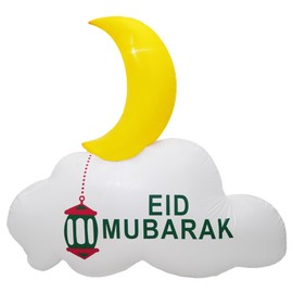 Dawdix 5FT Ramadan Inflatable Decorations, Eid Mubarak Inflatable Crescent Moon Decoration, Blow Up Ramadan Mubarak Yard Decor with LED Lights for Muslim Holiday Party, Garden