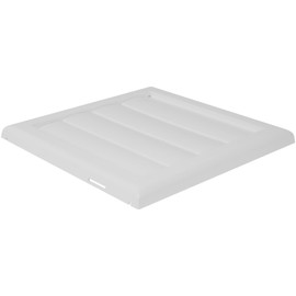 HVAC OV ø4" Inch White Square Exhaust Vent Cover- Louvered Dryer Duct Vent Cover - Vent Hood with Shutters - One-Directional Plastic Air Grille - Hidden Screw Holes
