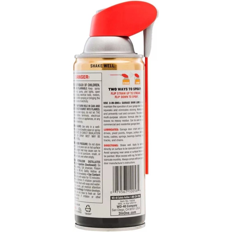 3-IN-ONE Professional Garage Door Lubricant with Smart Straw Sprays 2