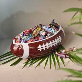 40YARDS American Football Bowl in American Football Shape (Size: XXL, True to Scale, 28 cm Length) Made of Ceramic with Raised Tactile Stitching