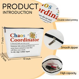 HUQIL Chaos Coordinator Makeup Bag for Women, Chaos Coordinator Gift for Women Manager Coworker Gifts for Women Colleague Mom Teacher Nurse Travel Toiletry Cosmetic Bag, Zipper Organizer Pouch -FS375