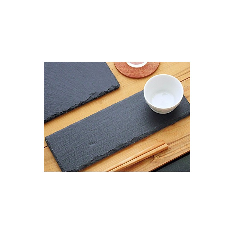 Slate Plate 30 cm Length Corner Slim [Rectangular Black Dinnerware Stone