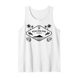 KOH Phi Pi Thailand Sea Turtle Palm Trees Island Souvenir Tank Top