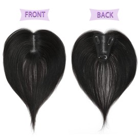 Lasunork Hair Toppers for Thinning Hair Women Real Hair Pieces for Women Human Hair Topper Adding Extra Hair Volume Swiss Base Clip in Hair Extensions 10inch (Natural Black)