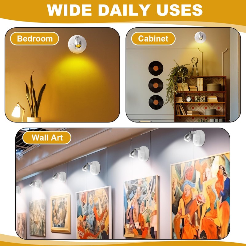 Hortsun 6 Pcs Mini Battery Operated Spotlights with 3 Remote