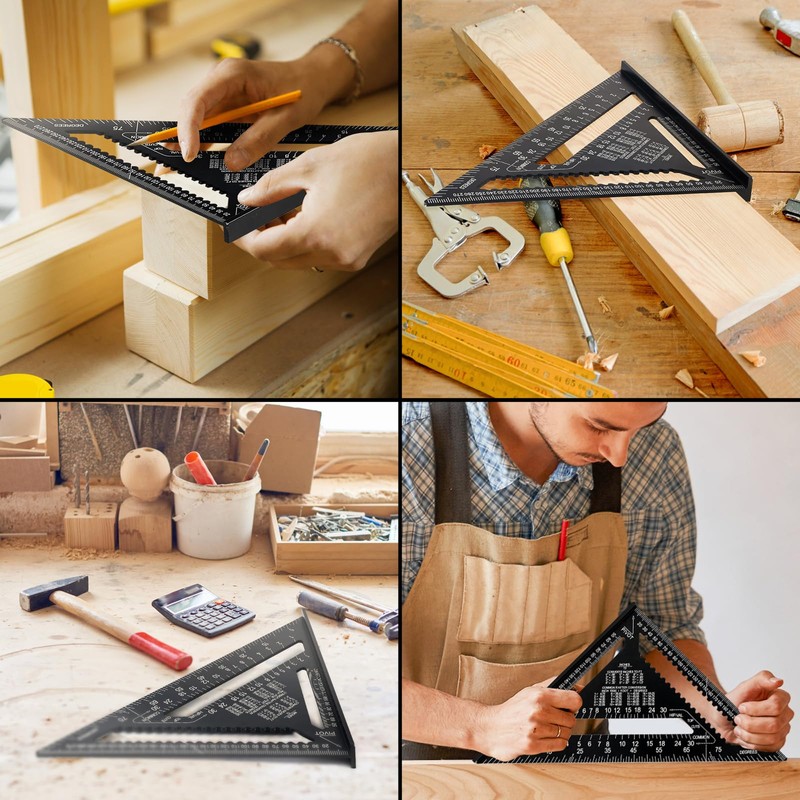 Speed Square Set, AivaToba 12 Inch/300mm Aluminum Alloy Metric Triangle