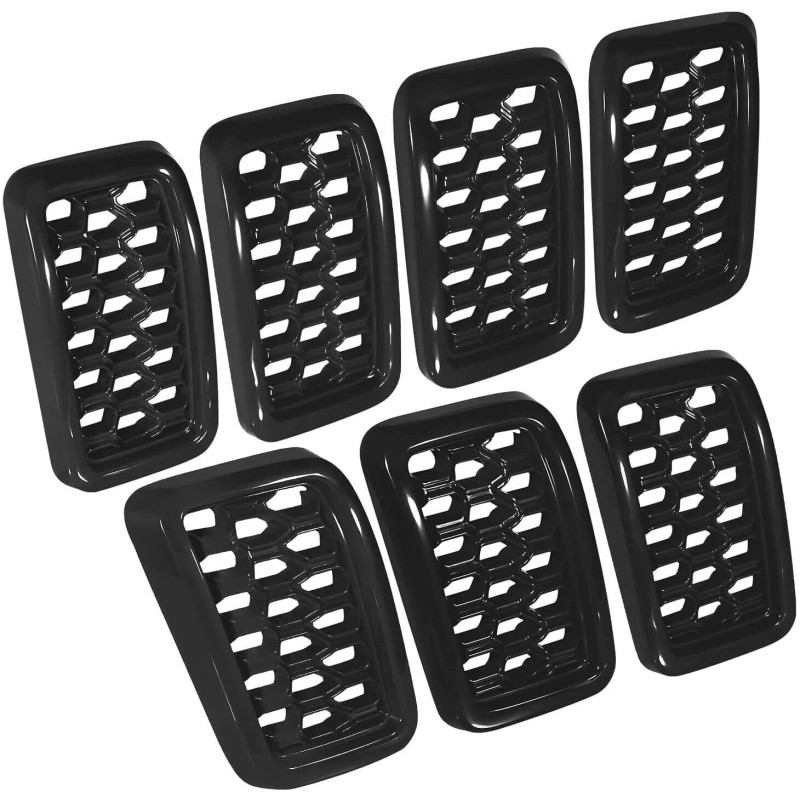 DW-Auto Honeycomb Mesh Front Grill Inserts Kits 7pcs For Jeep