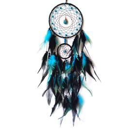 Donko Dream Catcher Black and Blue Feather Dream Catcher for Bedroom Dream Catcher with Pendant, Large Dream Catcher for Wall Hanging Decor Craft Gifts