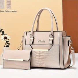 2025 New Crocodile Pattern Fashionable All-match Shoulder Bag | Small | Crossbody Bag Small Tote Bag - Color: Beige Color