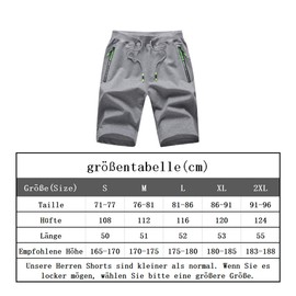 JustSun Men's Shorts, Sports Shorts, Cotton Stretch Fabric with Zip, gray