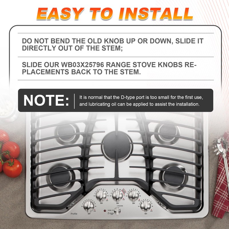 MOOTVGOO 5 Pack WB03X25796 Stainless Steel Stove Knobs Compatible with