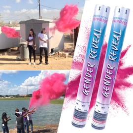 Gender Reveal Surprise - Pink Gender Reveal Powder Cannon Bundle - Easy to Use Pink Powder Cannon for Baby Gender Reveal Parties, Baby Showers & More - Easy to Use Powder Popper - 16 Inch - 2 Pack