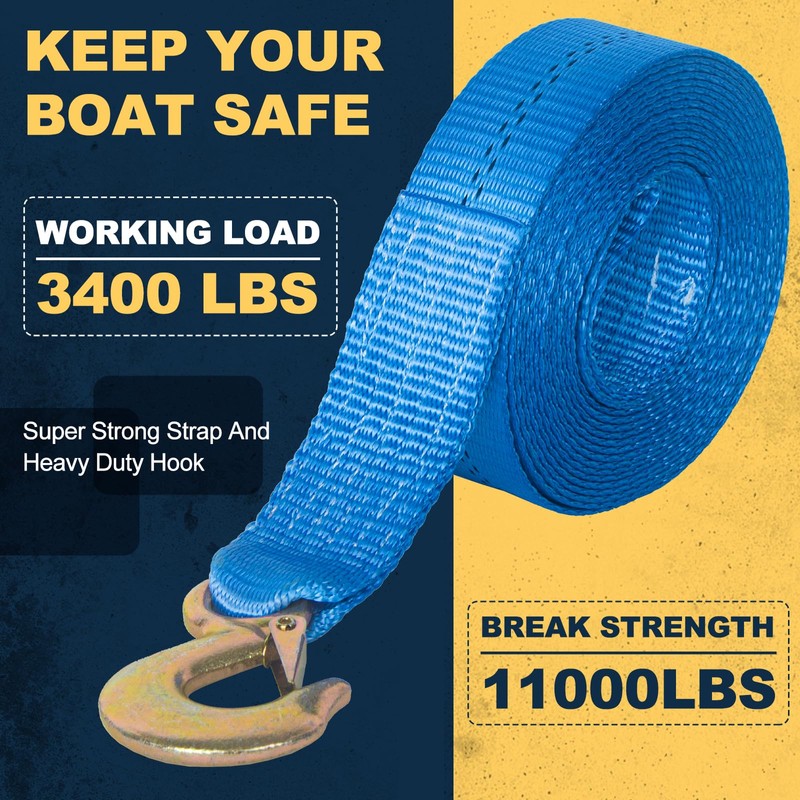 Boat Winch Strap with Hook 2" x 20' – 11,000