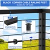 PLANTOP 35" Stainless Steel Corner Cable Railing Post, Black Top