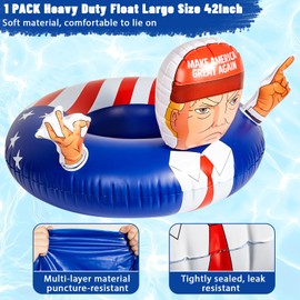 2025 Update Patriotic Inflatable Raft Pool Float Chair President Ronald Tramp Hilarious Funny Summer Giant Celebrity Inflatable Pool Float Suitable for Pools Beach Swimming Party Lounge Raft