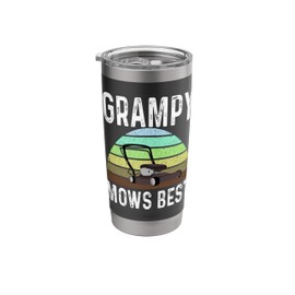 Funny Grampy Mows Best Lawn Care Grass Mowing Lawn Mower Dad Stainless Steel Insulated Tumbler
