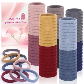 150 Pcs Seamless Elastic Hair Ties No Damage for Thick & Thin Hair, Ponytail Holders, Elastics, Soft Pony Tails Bands for Women, 10 Neutral Colors