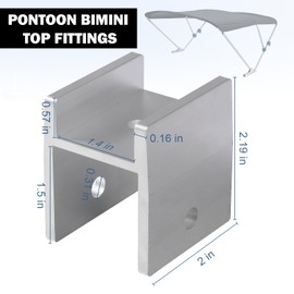 Boat Top H-Brackets for Bimini top Support Pole Hardware Square Tube Aluminum Argent 2-Pack