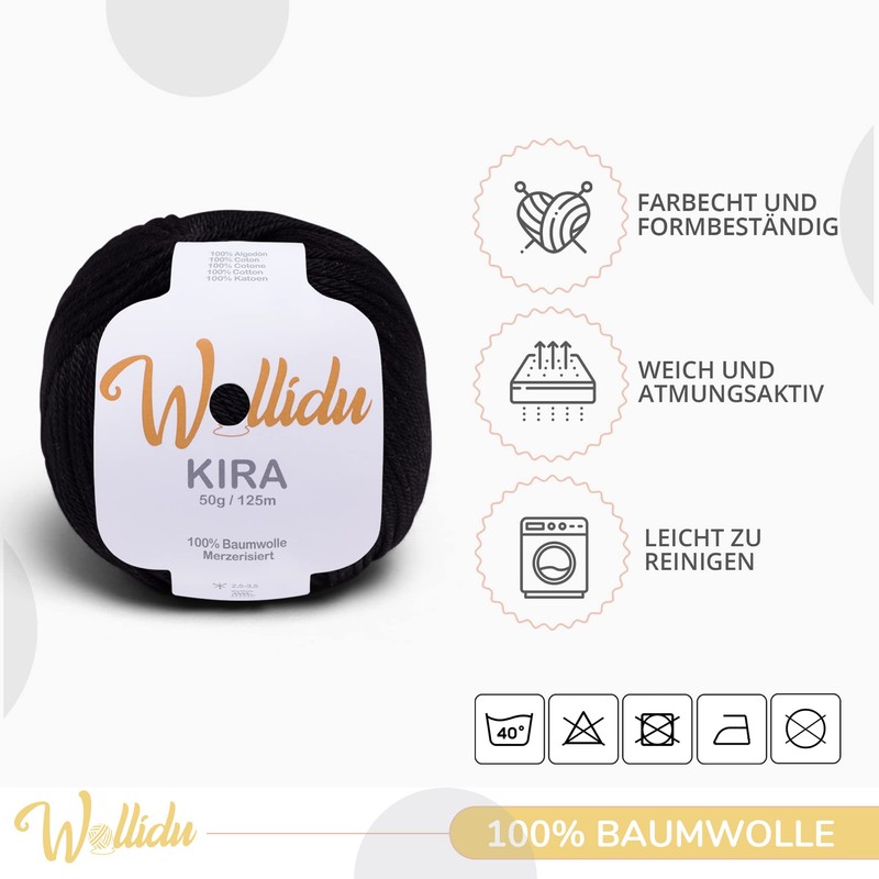 Wollidu Kira 100% Cotton for Knitting and Crocheting 4 x