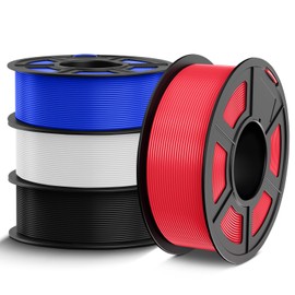 TECBEARS PETG Filament 1.75mm, 3D Printer Filament PETG Filament Bundle 4-color, Strong Toughness PETG, 4 * 1KG(1320M) Filament High Precision, Dimensional Accuracy ±0.02mm, White Blue Red Black PETG