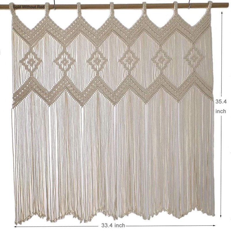 Achart - Cenefa de macramé, paneles de cortina de macramé,