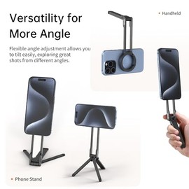 ULANZI MA30 Magnetic Phone Tripod Stand for iPhone - Aluminium Smartphone Mini Tripod Foldable Pocket Cell Phone Stand Dual-Sided Magnet Quick Mount Compatible with iPhone 16 15 14 13 12 (Negro)