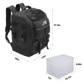 JLDTOP Fishing Backpack with Rod Holders 4 Trackle Boxes Fishing Bag Waterproof Storage for Gear Equipment Gift for Anglers (Black)