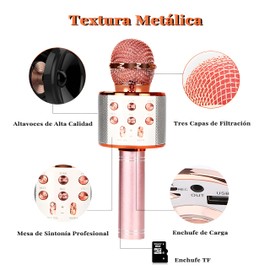 KADIGO Microfono Karaoke, Micrófono Inalámbrico Karaoke Bluetooth, Micrófono para Niños, Microfono con Bocina, Recargable, Inalámbrico de Condensador, Portátil, para Reuniones Familiares (Plata)