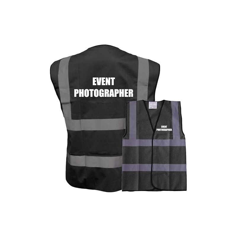 BLACK Hi Vis vest EVENT PHOTOGRAPHER Vest Waistcoat Safety Vest