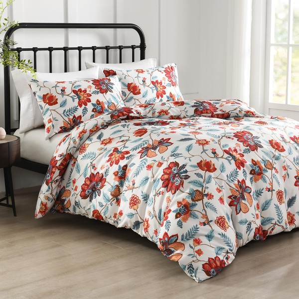 HORIMOTE HOME Single Duvet Cover Set, Bohemian Floral Duvet Set