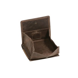 LEAS Wiener-Schachtel mit großer Kleingeldschütte im Vintage Style, Echt-Leder, dunkelbraun Vintage-Collection''