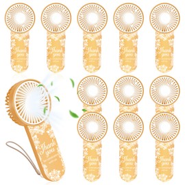 12 Pcs Wedding Favor Small Personal Portable Fan Mini Handheld Fan Bulk Small Fans Cute Fans for Guest Women Men Travel Camping (White Lace)