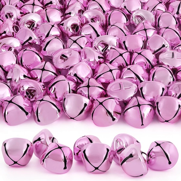 Jingle Bells for Crafts,1 Inch Large Jingle Bells Bulk, 50 Pcs Christmas Craft Bells for DIY Festival Home Wreath Christmas Party Decoration (Pink)