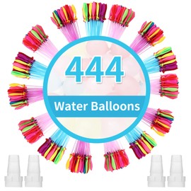 Pack of 444 Water Bombs Self-Closing, Reusable Water Bombs with 4 Tap Connections, Colourful Water Balloons, 60 Seconds Quick Filler, Water Bomb Balloons, for Beaches, Pool Party