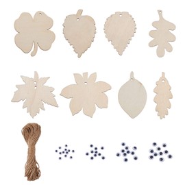Cheriswelry 40pcs Unfinished Leaf Wood Cutouts Natural Blank Wooden Leaves Pieces Hanging Ornaments for DIY Art Craft Home Party Decoration