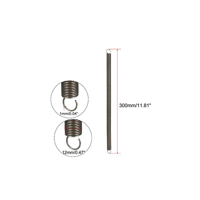 sourcing map Tension Spring Wire Diameter 0.04", AD 0.47", Free