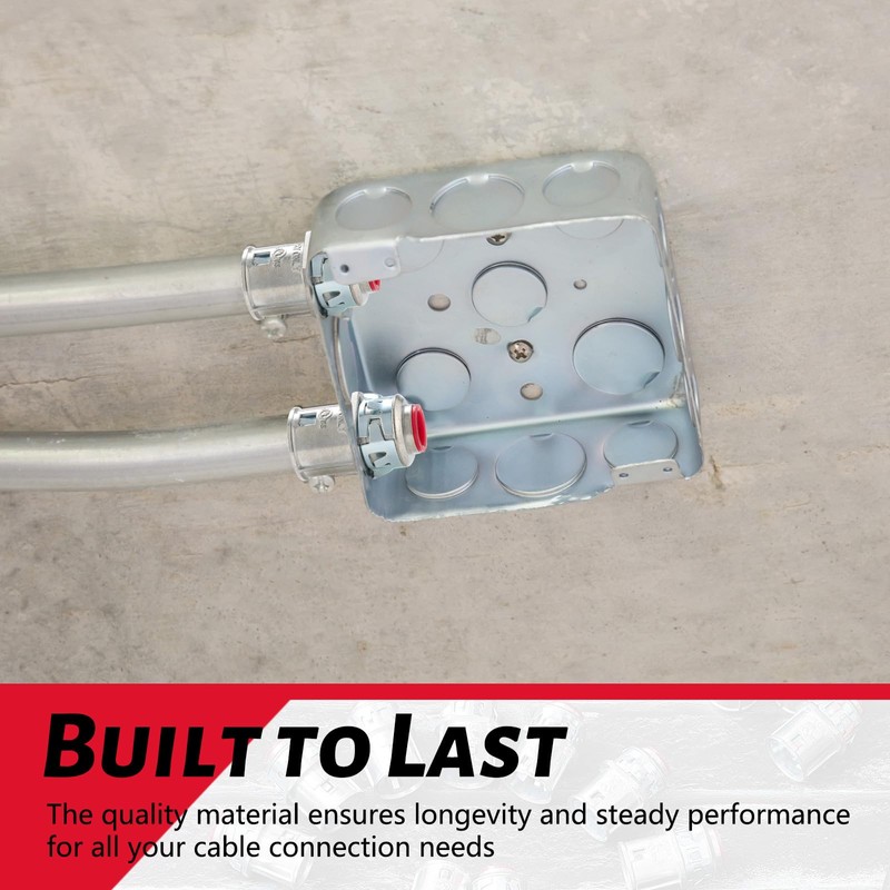 Relaxweex Metal-Clad Cable Connectors Zinc Electrical Conduit Connector 3/8" Snap