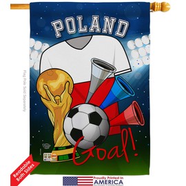 Ornament Collection FK192106-BO World Cup Poland Soccer Interests Sports Impressions Decorative Vertical 28" x 40" Double Sided Flags Kit Printed in USA Multi-Color